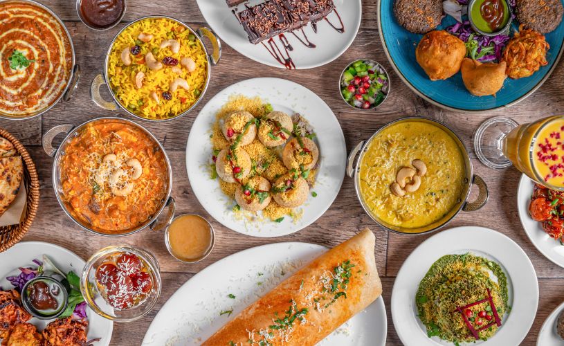 Mixed vegetarian dishes at Yak Yeti Yak in Bath